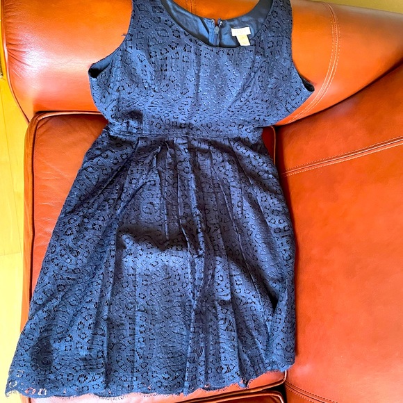 J crew navy swirling lace dress size 6 fit and flare - Picture 2 of 4